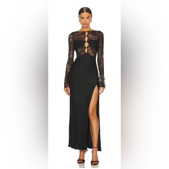 Bec + Bridge Nora Lace Long Sleeve Maxi Dress in Black - Size Aus 10/US M Bec + Bridge Nora Lace Long Sleeve Maxi Dress in Black - Size Aus 10/US M